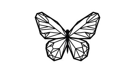A striking geometric butterfly design is prominently displayed showcasing intricate polygonal shapes and a bold dark outline silhouette high quality professional © CreativeAkash099