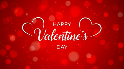 Happy valentine's day greeting card with bokeh effect on a vibrant red background