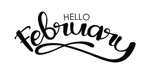 hello February creative typography design.