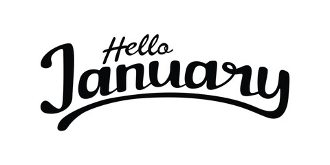 hello January creative typography design.