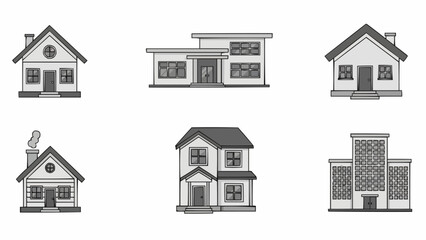 Collection of Six Diverse House Illustrations.