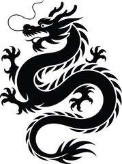 Fototapeta premium Black Dragon Silhouette Vector Illustration