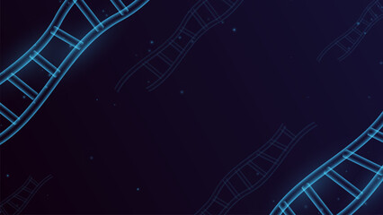 Blue background with a series of blue lines DNA structure