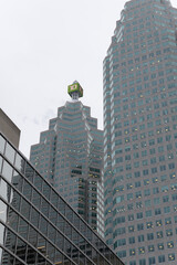 Obraz premium skyward view of TD Canada Trust Tower at Brookfield Place, financial district, downtown Toronto