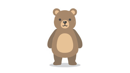 Cute cartoon brown bear standing on white background. © Sude