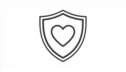 Minimalist Shield with Heart Icon Logo Design for Love and Protection Concepts
