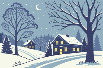 winter landscape with house