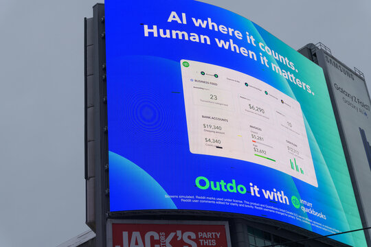 digital ad for Intuit Quickbooks (Canada) on display at Sankofa Square, Toronto