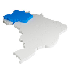 Fototapeta premium Mapa do Brasil em 3D com estado do Amazonas destacado