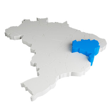 Mapa do Brasil em 3D com estado da Bahia destacado