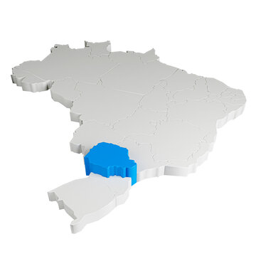Mapa do Brasil em 3D com estado do Paran&aacute; destacado