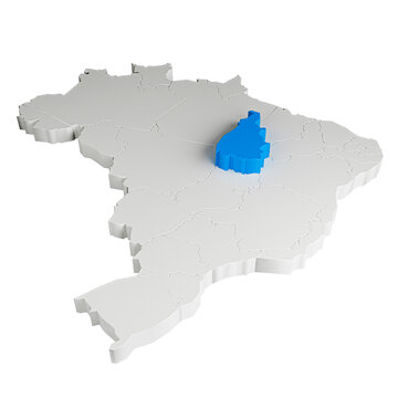 Mapa do Brasil em 3D com estado do Tocantins destacado