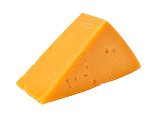 Vibrant yellow cheese wedge on transparent background