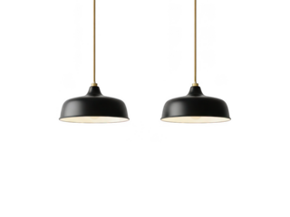 Modern black pendant lights isolated on transparent background