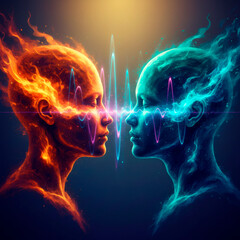 Connessione energetica tra due menti umane astratte