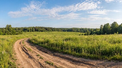 Naklejka premium country road in the field