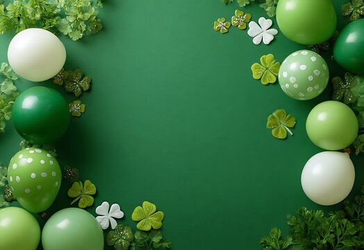 A festive st patrick s day arrangement with balloons and clover decorations