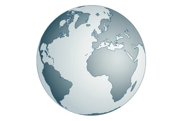 Fototapeta premium Earth Globe Gray White Map isolated on a transparent background