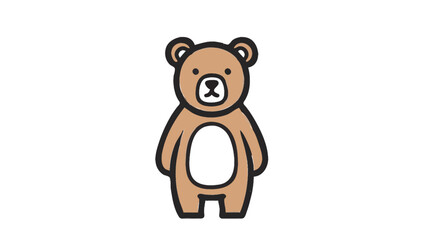 Fototapeta premium Cute cartoon teddy bear illustration standing isolated on white background.
