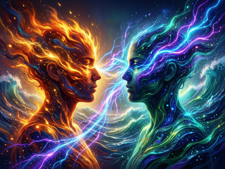 Connessione energetica tra due menti umane astratte