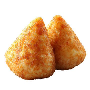 Two crispy fried food items isolated against transparent background