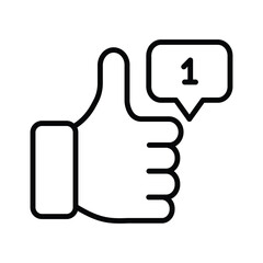 Thumbs Up Outline Illustration Icon Vector for Interface Design