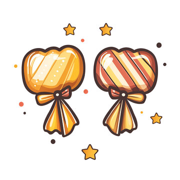 Two cute lollipops against transparent background
