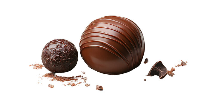 Two dark brown spherical objects against transparent background