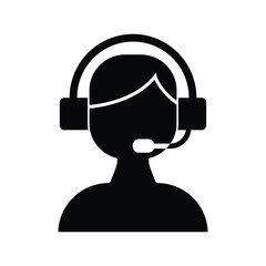 Call Service Solid Black Illustration Icon Vector for Support Design