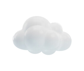 White 3d one cloud vector illustration. Cartoon weather forecast cloudy symbol, 3D realistic meteorology design element.