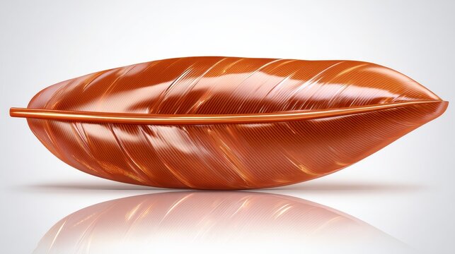 Elegant Copper Leaf Shaped Decorative Object with Sleek Finish and Reflective Surface