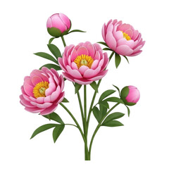 Obraz premium Pink peony flowers bouquet 3d transparent background, cutout png