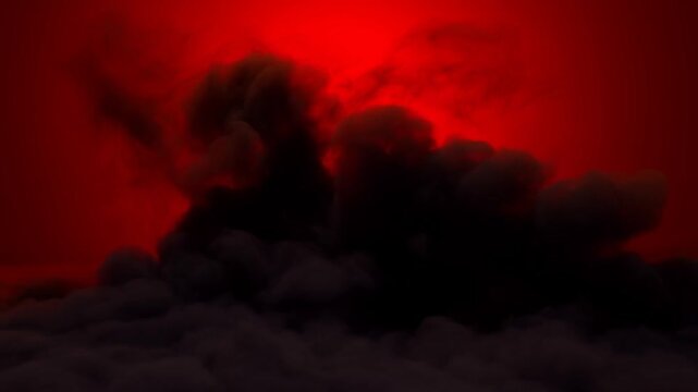 Ominous red storm clouds swirling dramatically against dark sky