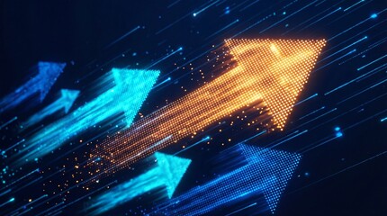 Digital Growth Arrows Moving Upward Concept