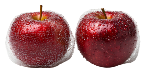 Two red apples in isolated view