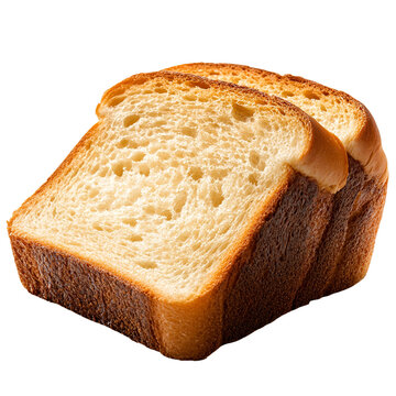 Two slices of golden brown bread against transparent background