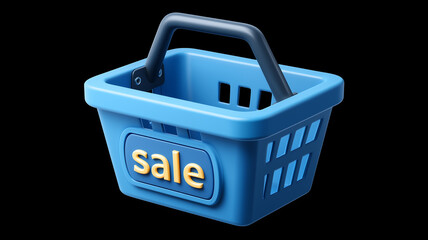 Shopping basket with sale sign representing consumer purchasing behavior retail promotion and commercial strategy.
