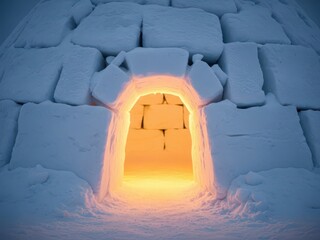 Cozy igloo entrance winter lighting