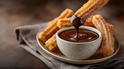 Chocolate-filled churros crispy & Golden sugar-dusted