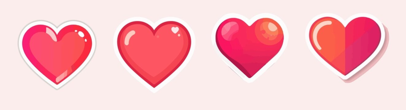 Vector template featuring a love sticker with a flat design style, incorporating simple shapes and bold lines, set against a clean and minimalistic background,