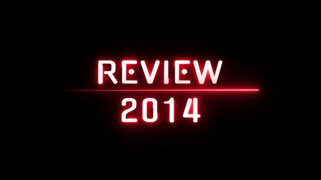 Review 2014 neon text animation. Business planning with focus on goals. Review financial target. Strategy digital technology success planning.