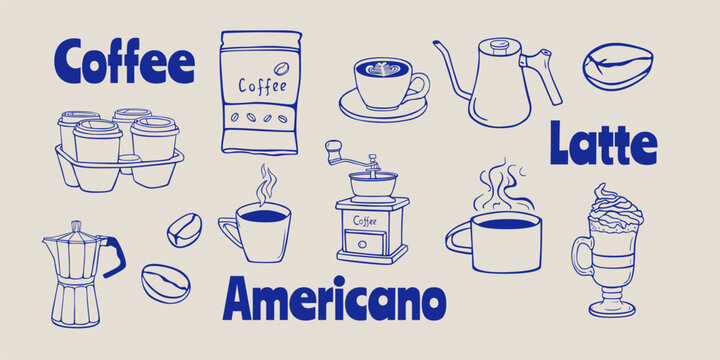 Set of vector coffee illustrations