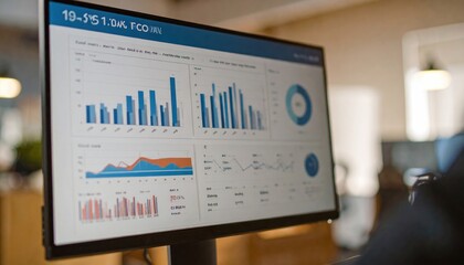 Data Visualization on Computer Screen - Charts and Graphs Analysis.
