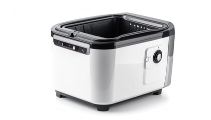 Deep Fryer Isolated on White Background for Home Cooking.