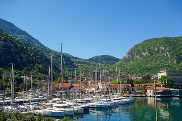 Kotor marina on the coast of Montenegro, in Adriatic Sea