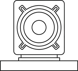 Fototapeta premium Simple line drawing of a speaker on a stand representing audio and music