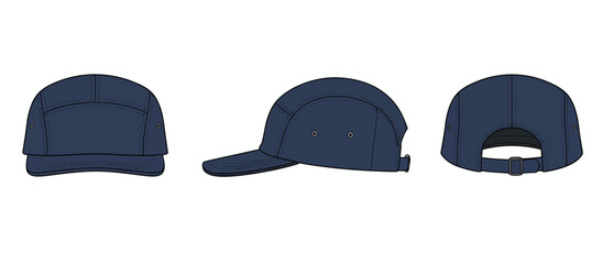 Dynamic Cap Design Showcase, Fashion Accessories, Studio Setting, Illustration, Minimalist Style, Side View, Creative Concept