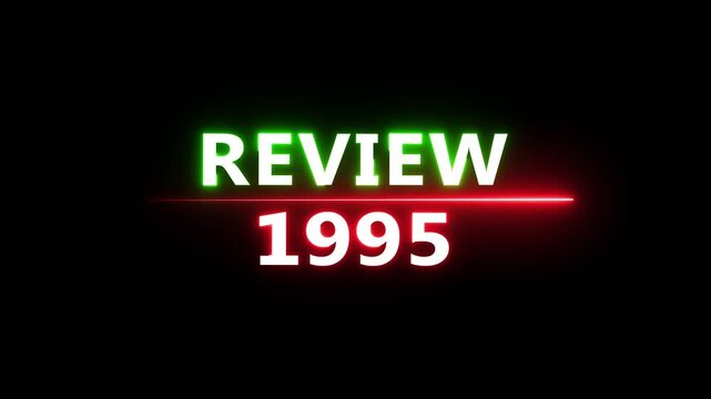 Review 1995 neon text animation. Business planning with focus on goals. Review financial target. Strategy digital technology success planning.