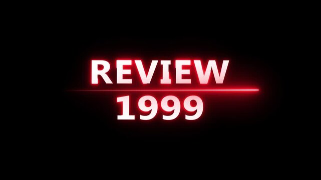 Review 1999 neon text animation. Business planning with focus on goals. Review financial target. Strategy digital technology success planning.