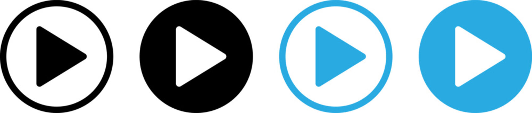 Minimalist play button icons set